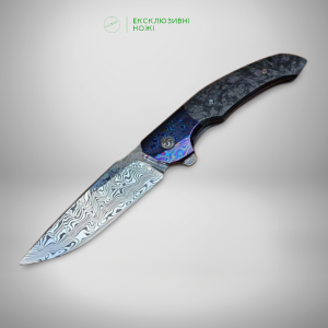 ДНІПРОВСЬКА ХВИЛЯ складний ніж ручної роботи майстра Androshcuk knives, сталь - Damasteel, 64 HRC